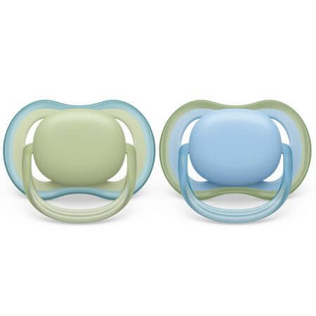 Suzete Ultra Air Philips Avent, 0-6 luni, 2 bucati, Verde si Blue, SCF085/21, Philips