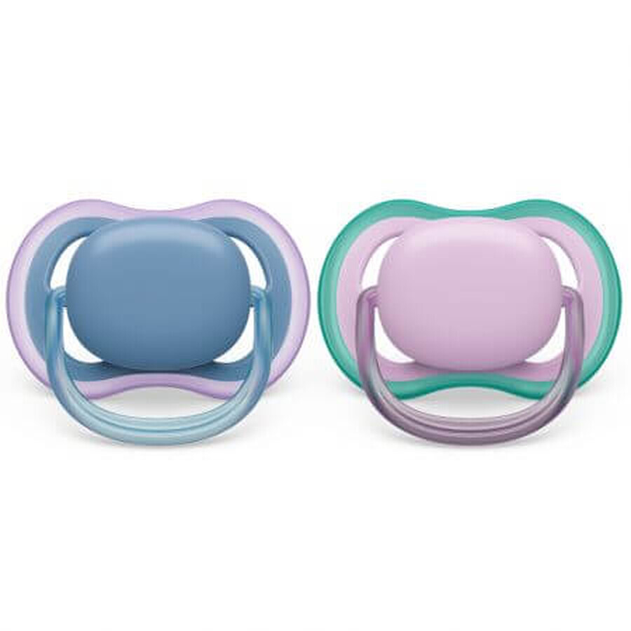 Chupetes Philips Avent Ultra Air, 6-18 meses, 2 piezas, morado y azul, SCF085/34, Philips