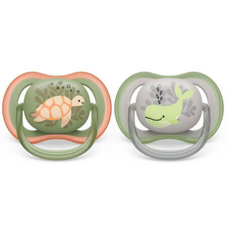 Chupetes Philips Avent Ultra Air, 6-18 meses, 2 piezas, Verde y gris, SCF085/60, Philips