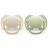 Chupetes Philips Avent Ultra Soft, 0-6 meses, 2 piezas, verde y amarillo, SCF091/05, Philips