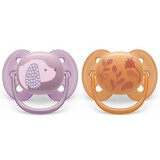 Philips Avent Ultra Soft Soothers, 6-18 months, 2 pieces, Blue and Grey with Drawing, SCF091/18, Philips