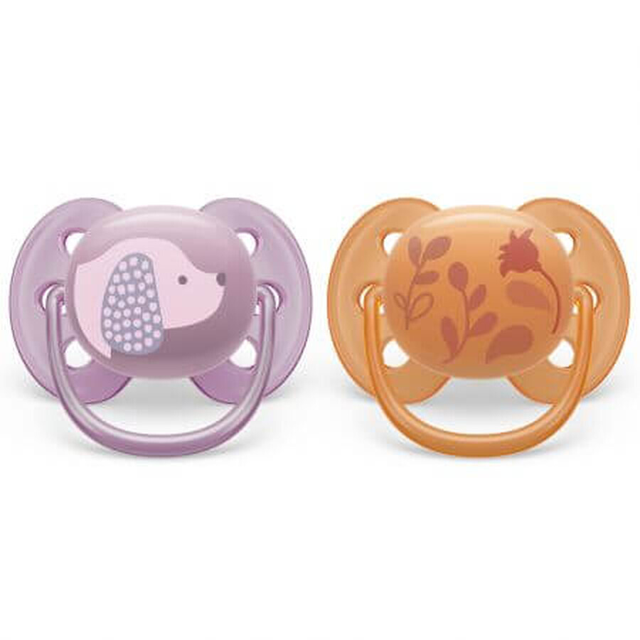 Chupetes Philips Avent Ultra Soft, 6-18 meses, 2 piezas, azul y gris con dibujo, SCF091/18, Philips