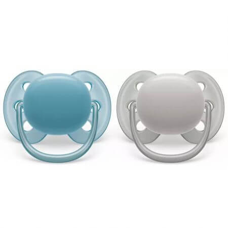 Chupetes Philips Avent Ultra Soft, 6-18 meses, 2 piezas, Azul y gris, SCF091/17, Philips