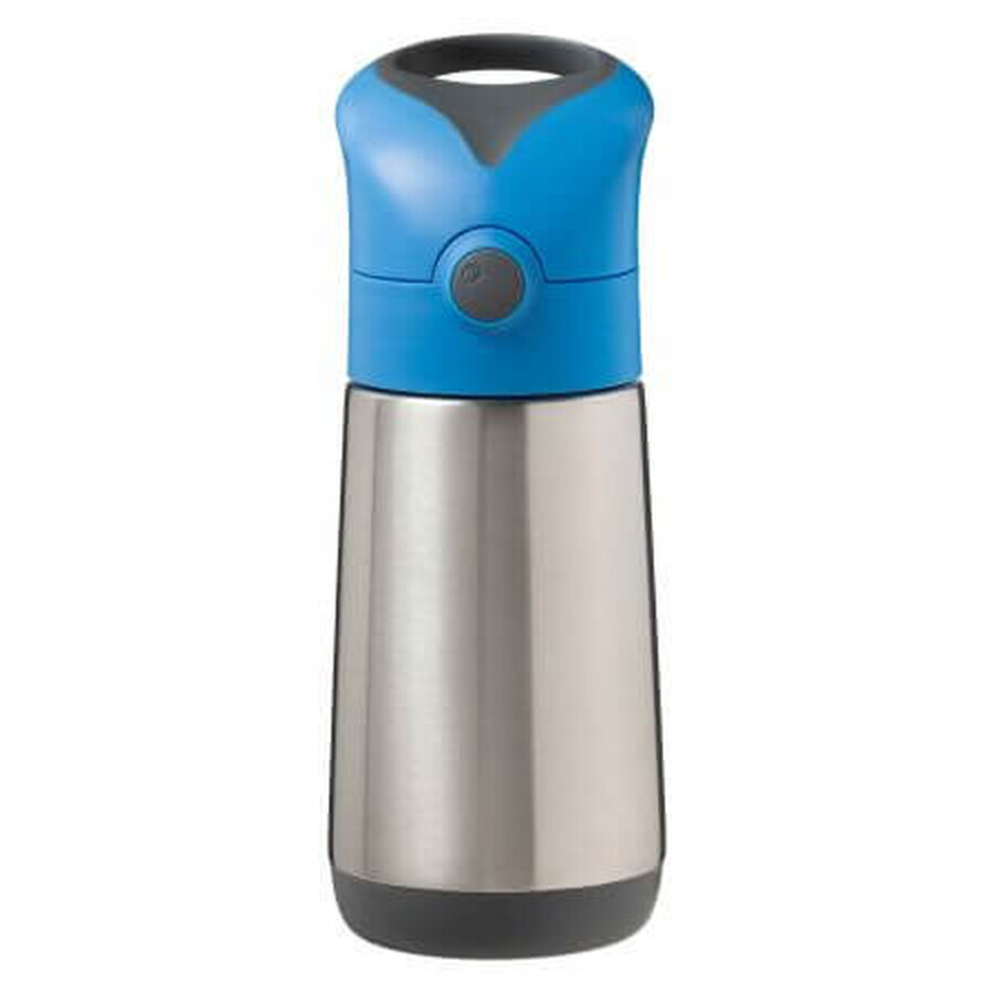 Thermosfles met rietje, 350 ml, Blauw/Grijs, BBOX