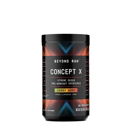 Beyond Raw® Concept X Pre-Workout, Formula Pre-Workout cu Aroma Gummy Worm, 588.6 g, GNC