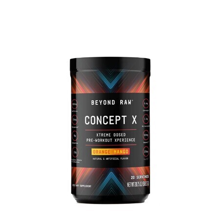 Beyond Raw® Concept X Pre-Workout, Formula Pre-Workout cu Aroma de Portocale si Mango, 588.2 g, GNC