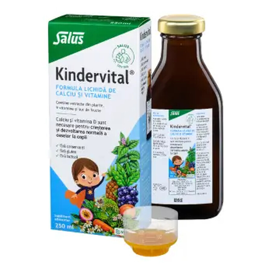 Kindervital® fórmula líquida de calcio y vitaminas, 250 ml, Salus