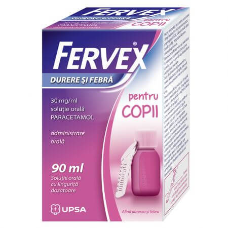 Fervex Dolor y Fiebre Infantil, 30 mg/ml solución oral, 90 ml, Upsa