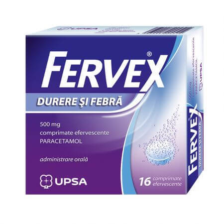 Fervex Durere si Febra, 500 mg, 16 comprimate efervescente, Upsa