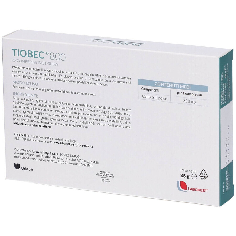 Tiobec 800, 20 tablets, Laborest Italia