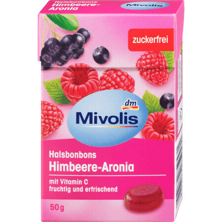 Caramelos Mivolis de frambuesa y cuello de aronia, 16 piezas