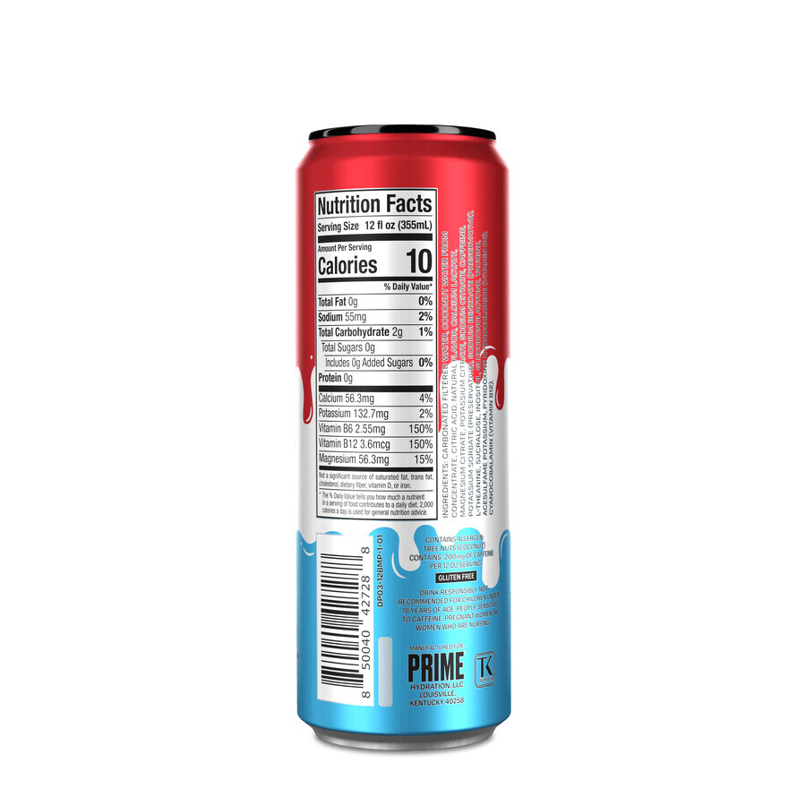 Prime Energy Drink, Bebida energética y rehidratante con sabor a polo helado, 355 ml, GNC