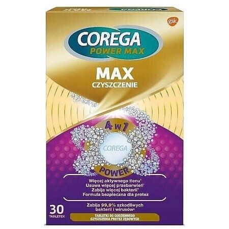 Corega Max Clean x 30 effervescent tablet, Gsk