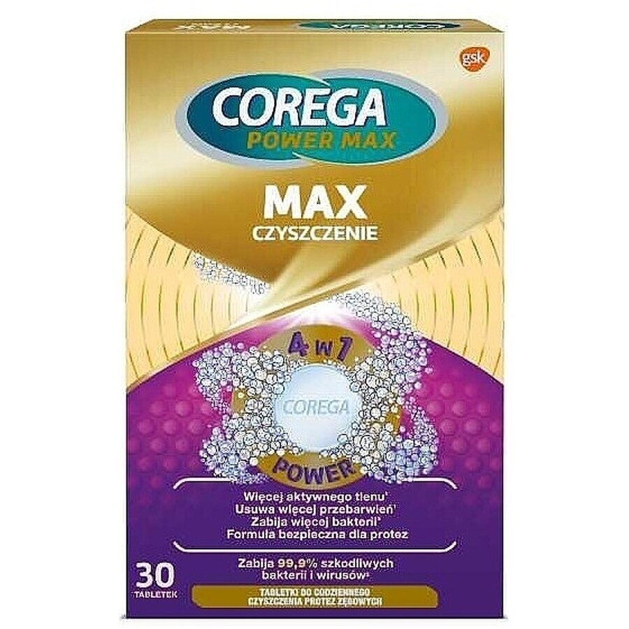 Corega Max Clean x 30 effervescent tablet, Gsk