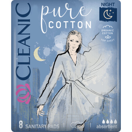 Cleanic Pure Cotton Night Soaks, 8 pcs