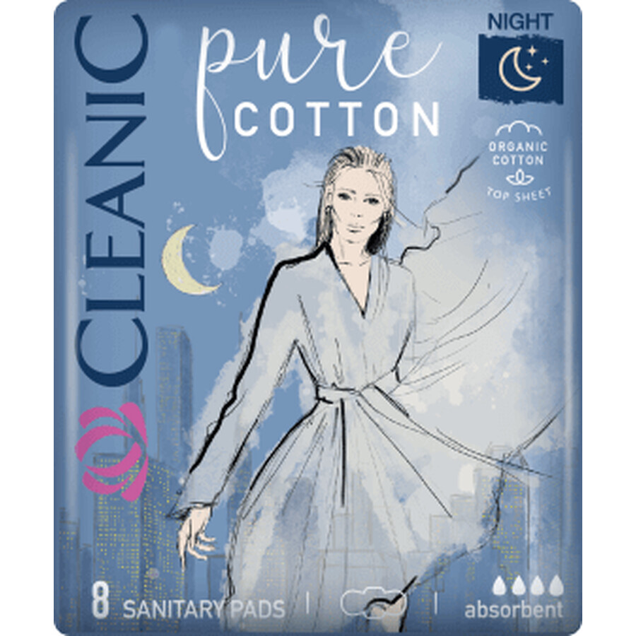 Cleanic Pure Cotton Night Soaks, 8 pcs