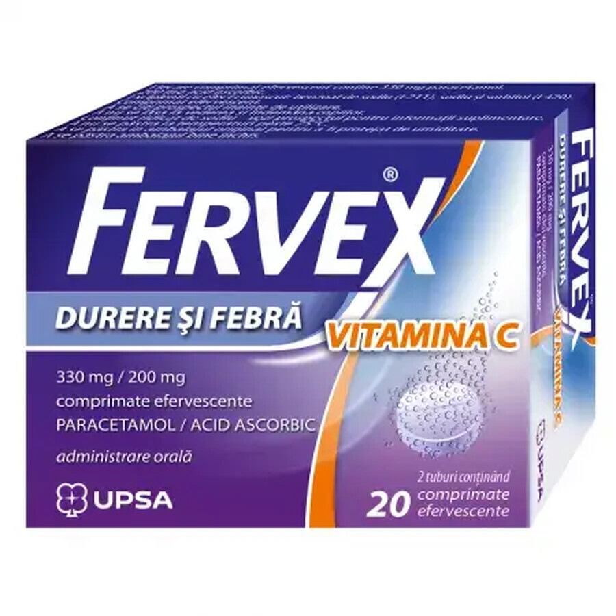 Fervex Dolore e Febbre Vitamina C, 330 mg/ 200 mg, 20 compresse effervescenti, Upsa