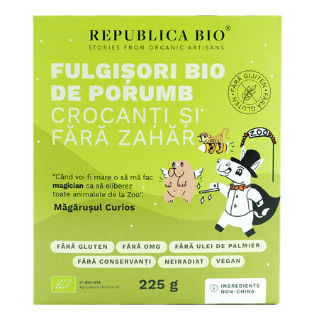 Copos de maíz crujientes ecológicos sin azúcar SIN GLUTEN, 225 g, Organic Republic