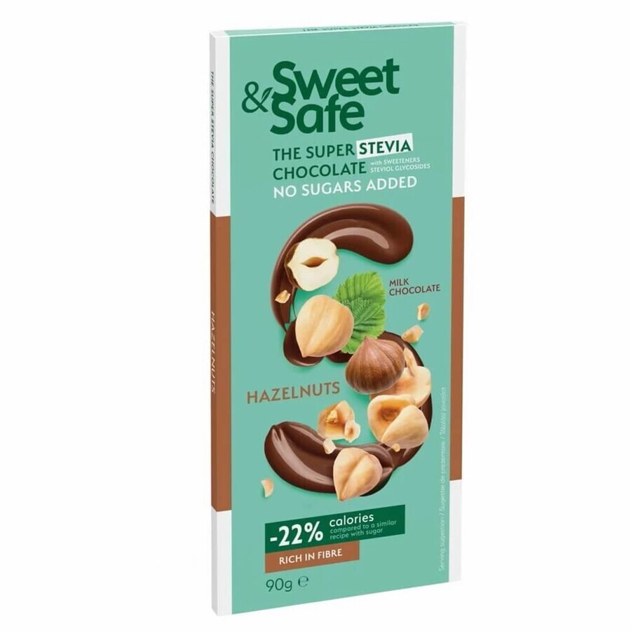 Chocolat au lait avec noisettes, 90 g, Sweet & Safe