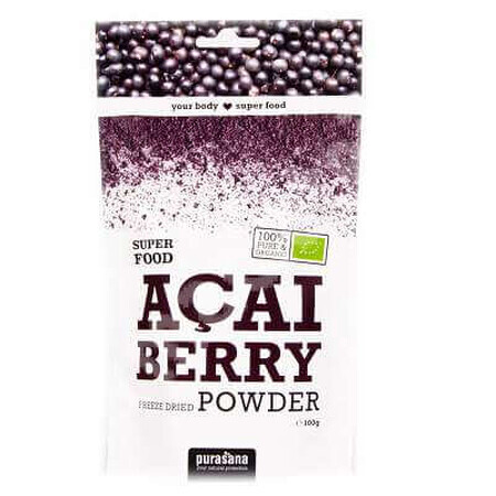 Acai en polvo 100% orgánico, 100 g, Purasana