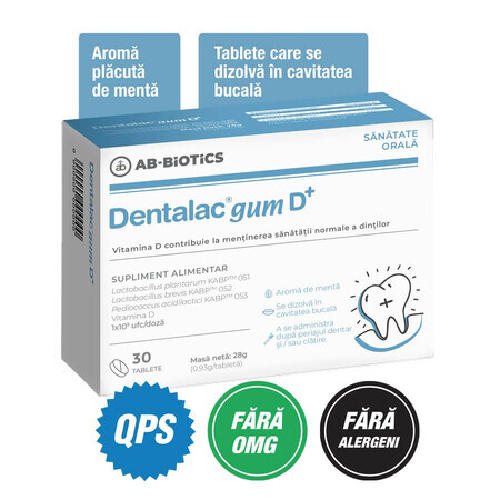 Dentalac gum D+, 30 tablete, Ab-Biotics