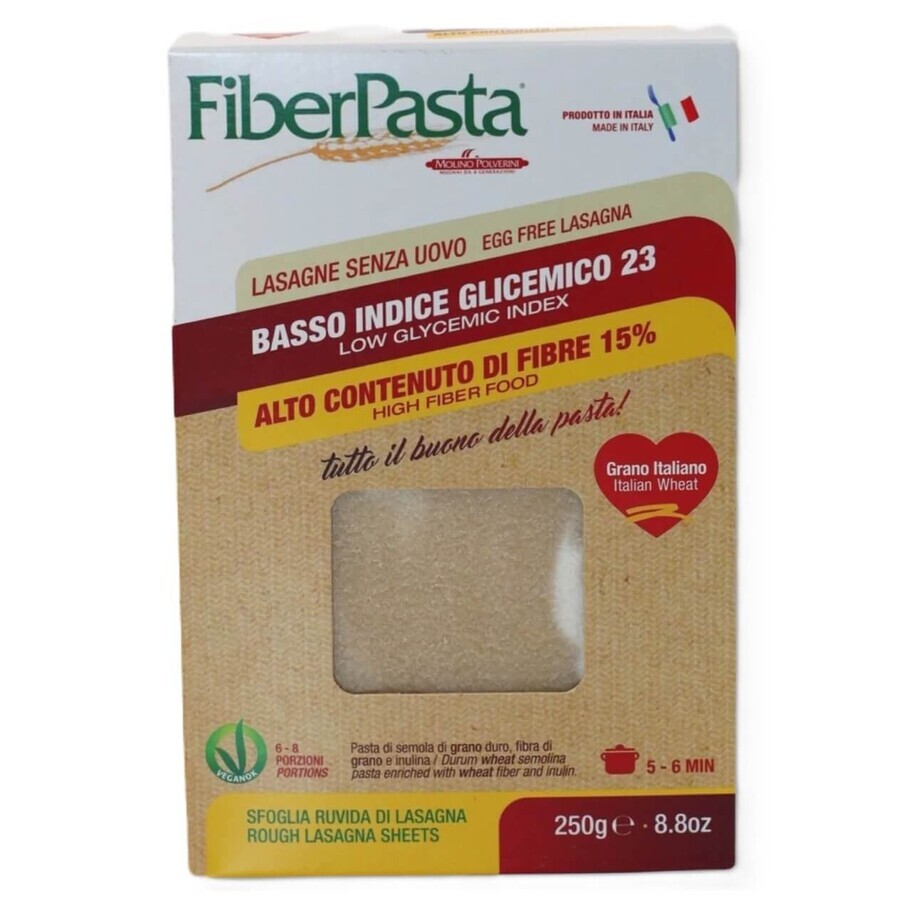 Egg-free lasagna sheets, 250 g, Fiber Pasta