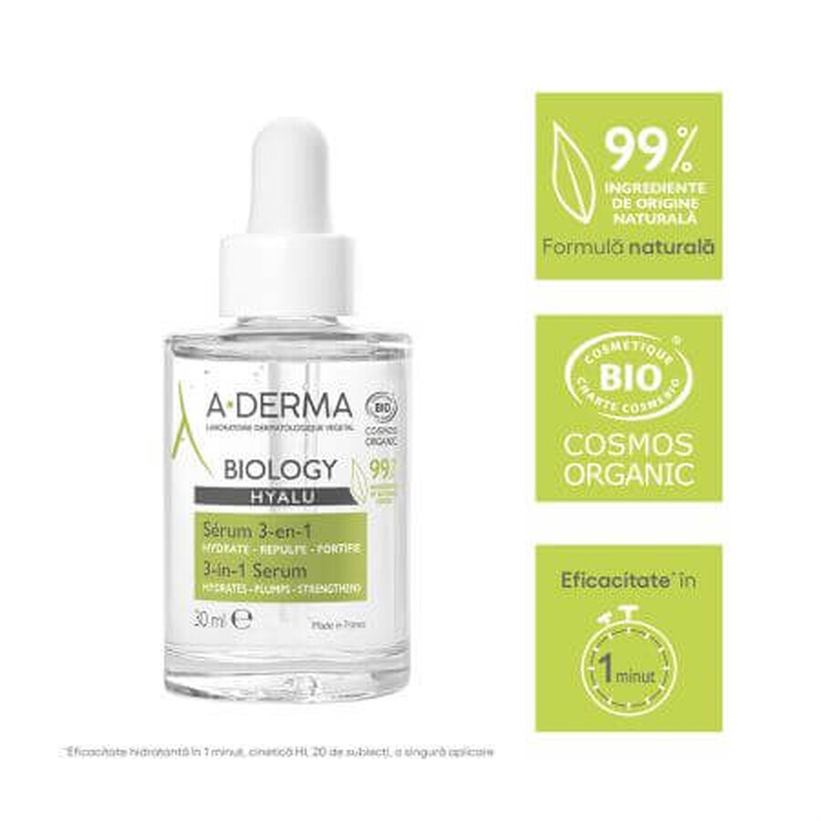 A-Derma Biology Hyalu Serum hidratant 3 in 1, 30 ml