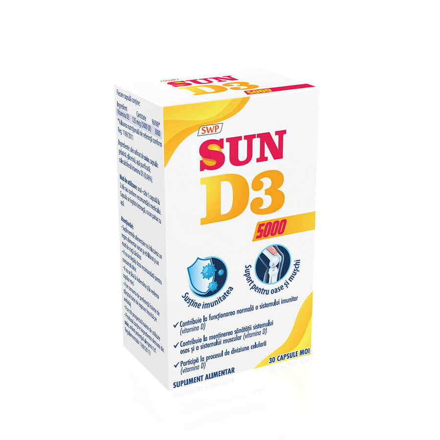 Sun D3, 5000 IU, 30 cápsulas, Sun Wave Pharma