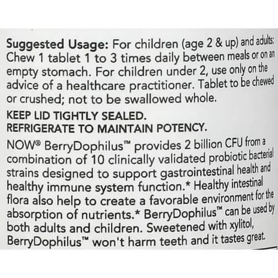 Berry Dophilus 2 miliarde CFU x 60 cpr mast,Now Foods 