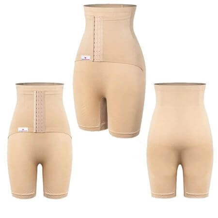 Mallas reductoras con cinturón abdominal postparto integrado, Talla S, Beige, Wondermom