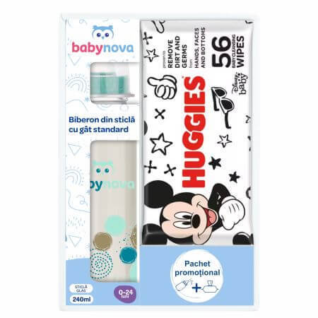 Pack Biberón + Toallitas Húmedas Huggies Disney, Baby Nova