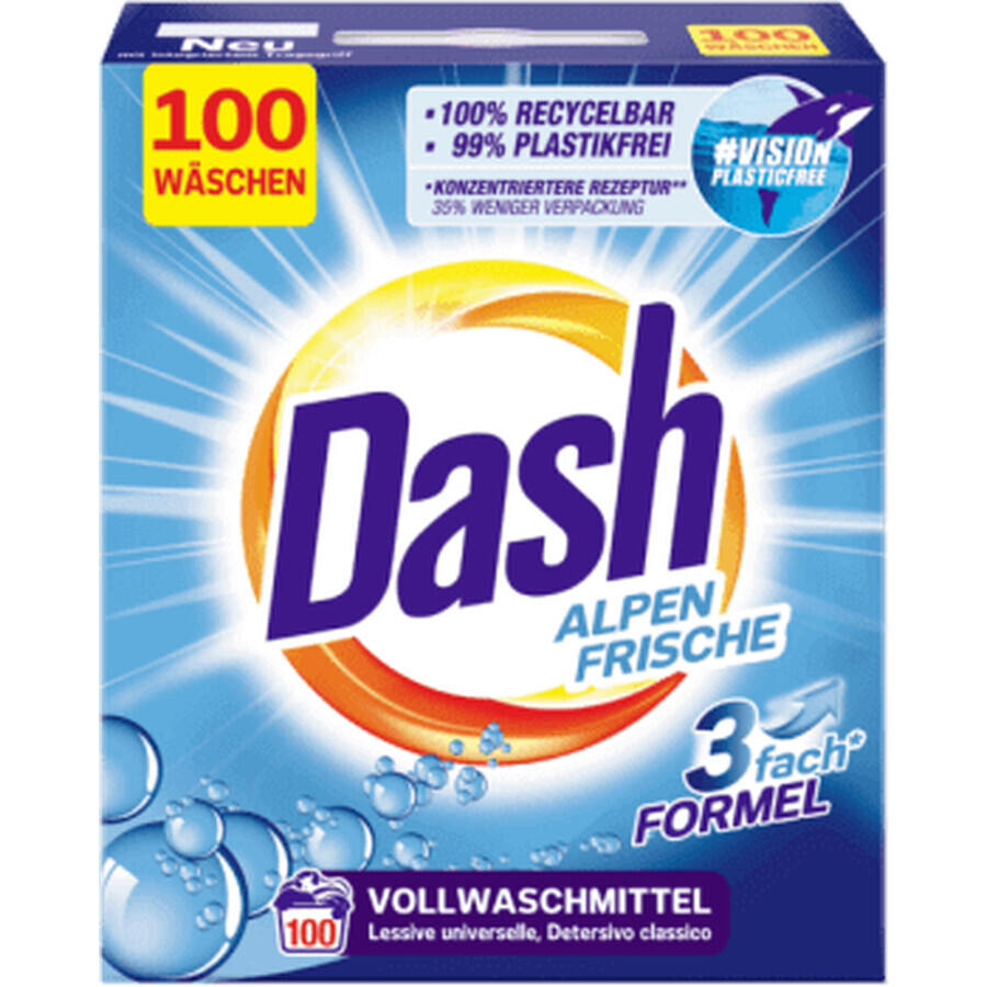 Alpen Frische Lessive en Poudre 100 lavages, 6 kg, Dash