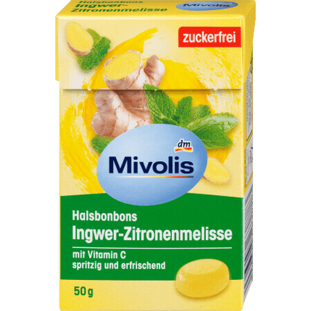 Mivolis Bonbons pour la gorge au gingembre et au citron, 50 g, 18 pièces