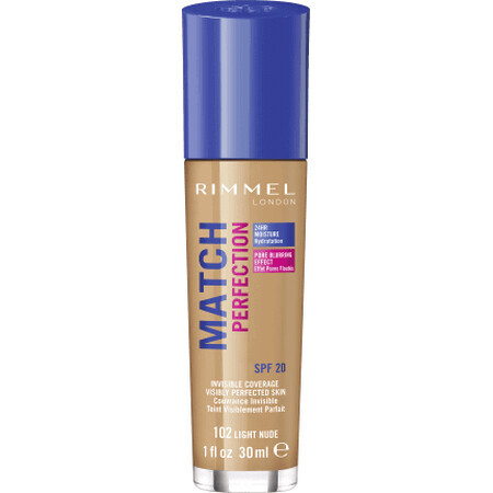 Rimmel London Match Perfection 102 Light Nude Foundation, 1 Pk