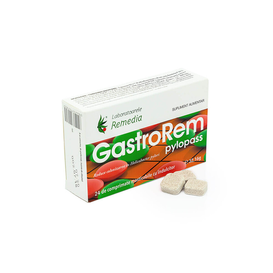 Gastrorem Pylopass, 24 tabletten, Remedia