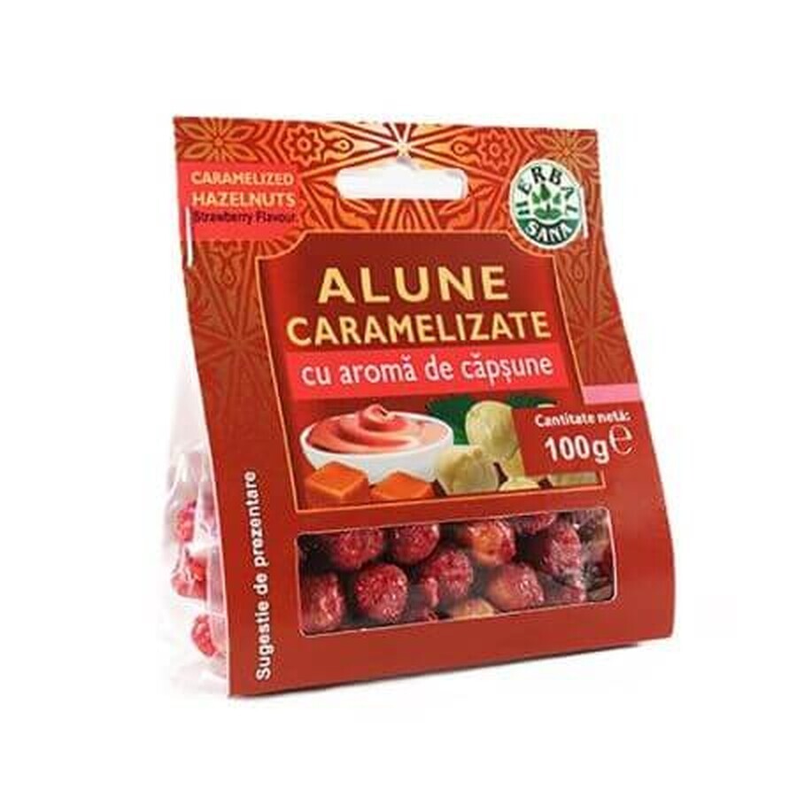 Cacahuètes caramélisées au goût de fraise, 100 g, Herbal Sana