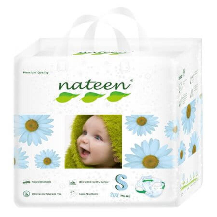 Scutece ecologice hipoalergenice Premium Line, 3D Flex & Fit, Nr. 2, 4-6 kg, 20 buc Nateen