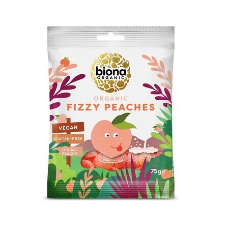 Organic peach flavoured jellies, gluten free, 75 g, Biona