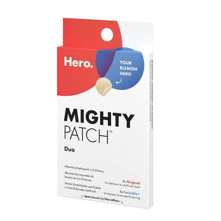 Mighty Patch Duo hydrokolloidale Aknepflaster, 12 Stück, Hero