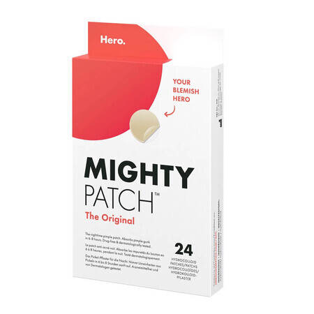 Plasturi hidrocoloidali pentru acnee Mighty Patch Original, 24 bucati, Hero