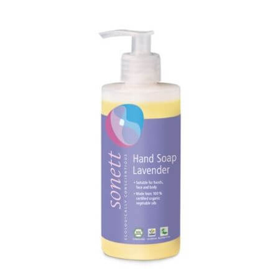 Jabón ecológico con aceite esencial de lavanda, 300 ml, Sonett