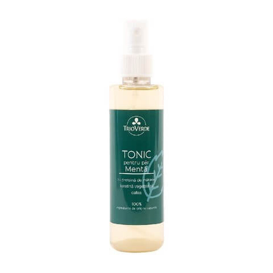 Tonico per capelli con proteine ​​della seta e cheratina vegetale, aroma di menta e caffè, 200 ml, Green Trio