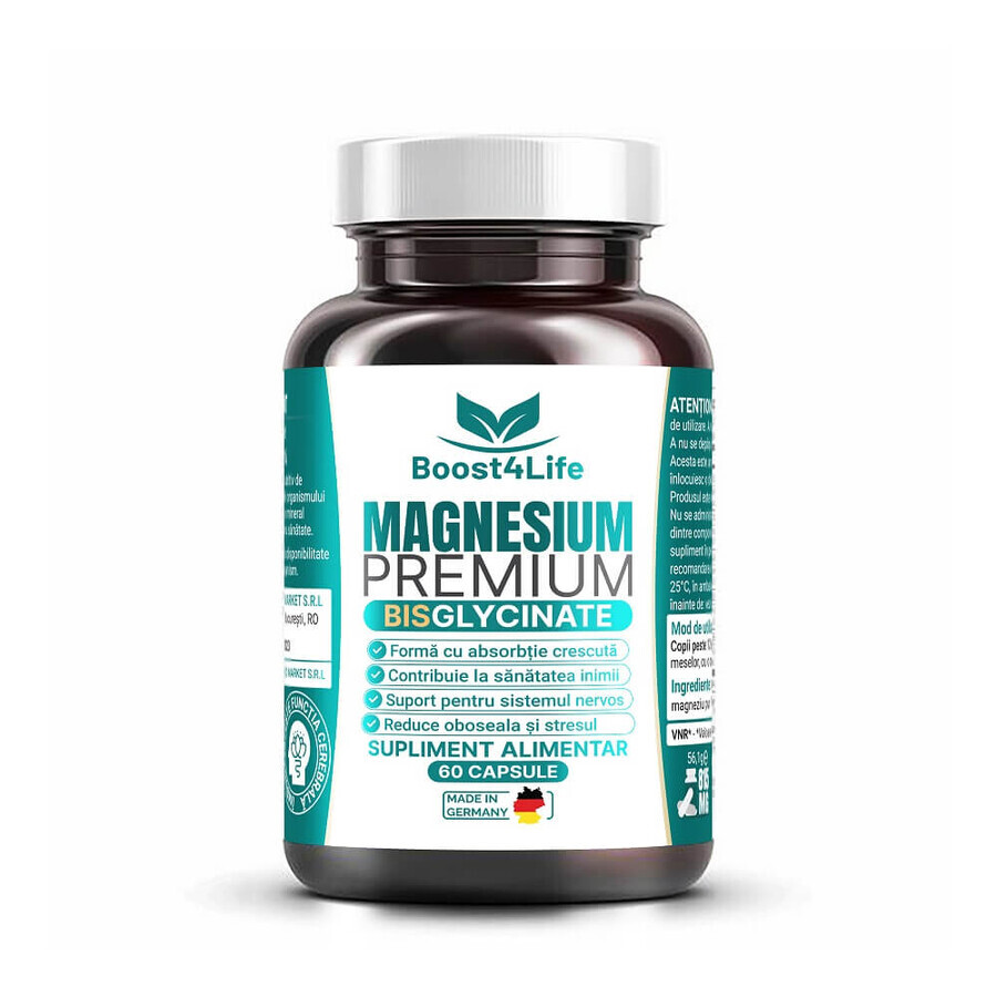 Magnesium Premium Bysglicinate pachet, 2x60 capsule, Boost4Life