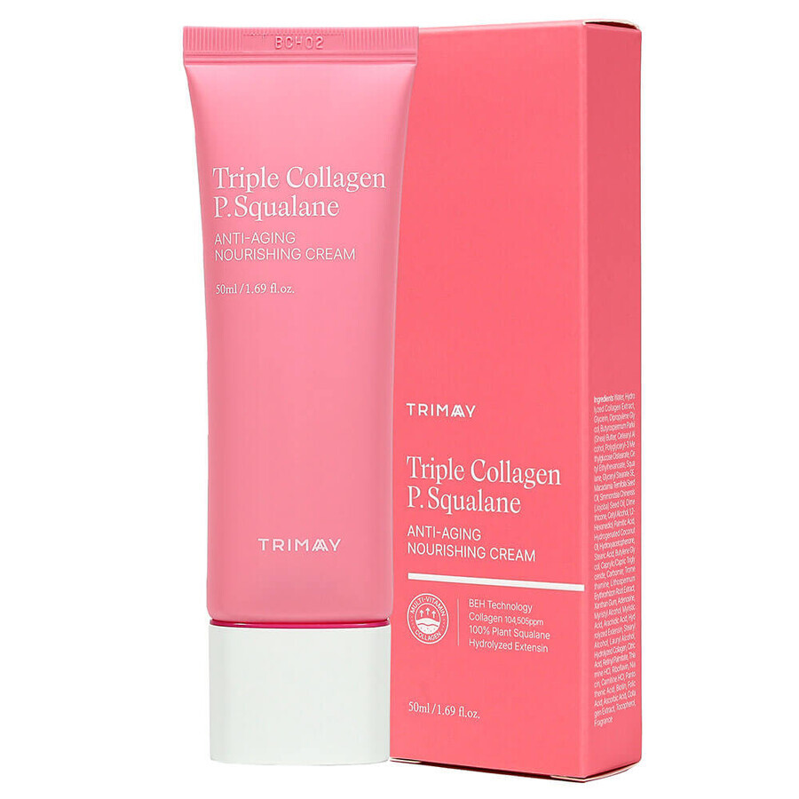 Triple Collagen P.Squalane Triple Collagen Anti-Aging-Pflegecreme für das Gesicht, Trimay, 50 ml, Biocart