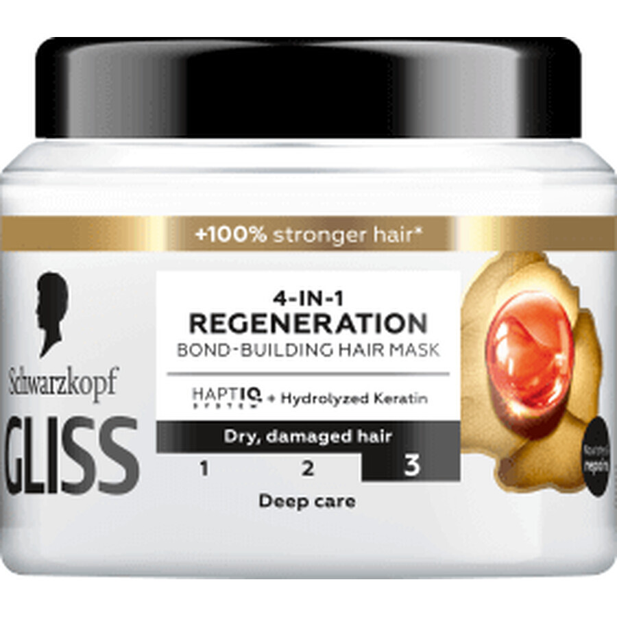 Schwarzkopf GLISS Masque capillaire régénérant 4 en 1, 400 ml