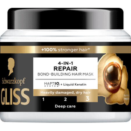 Schwarzkopf GLISS Mascarilla Capilar Reparadora 4 en 1, 400 ml