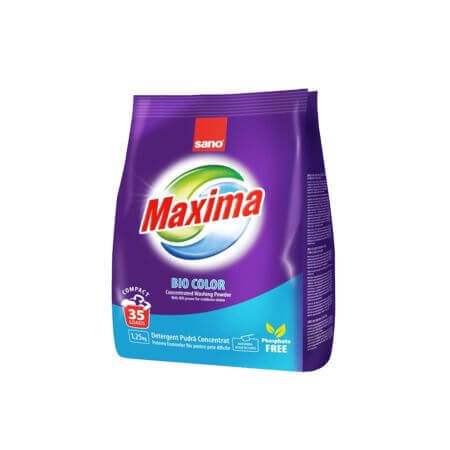 Détergent automatique en poudre Maxima, 1,25 kg, Bio Color, Sano