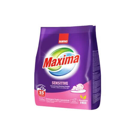 Detergente automático en polvo Maxima, 1,25 kg, Sensible, Sano