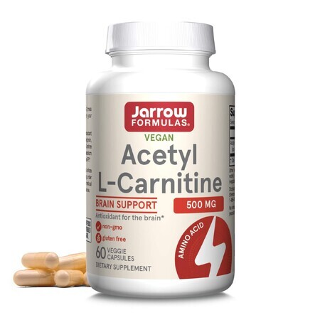 Acetil L-Carnitina 500mg Jarrow Formulas, 60 cápsulas, Secom