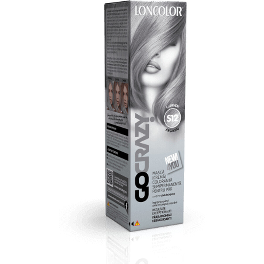 Loncolor Go Crazy semipermanent haarkleurmasker (crème) S12 Zilver, 1 st